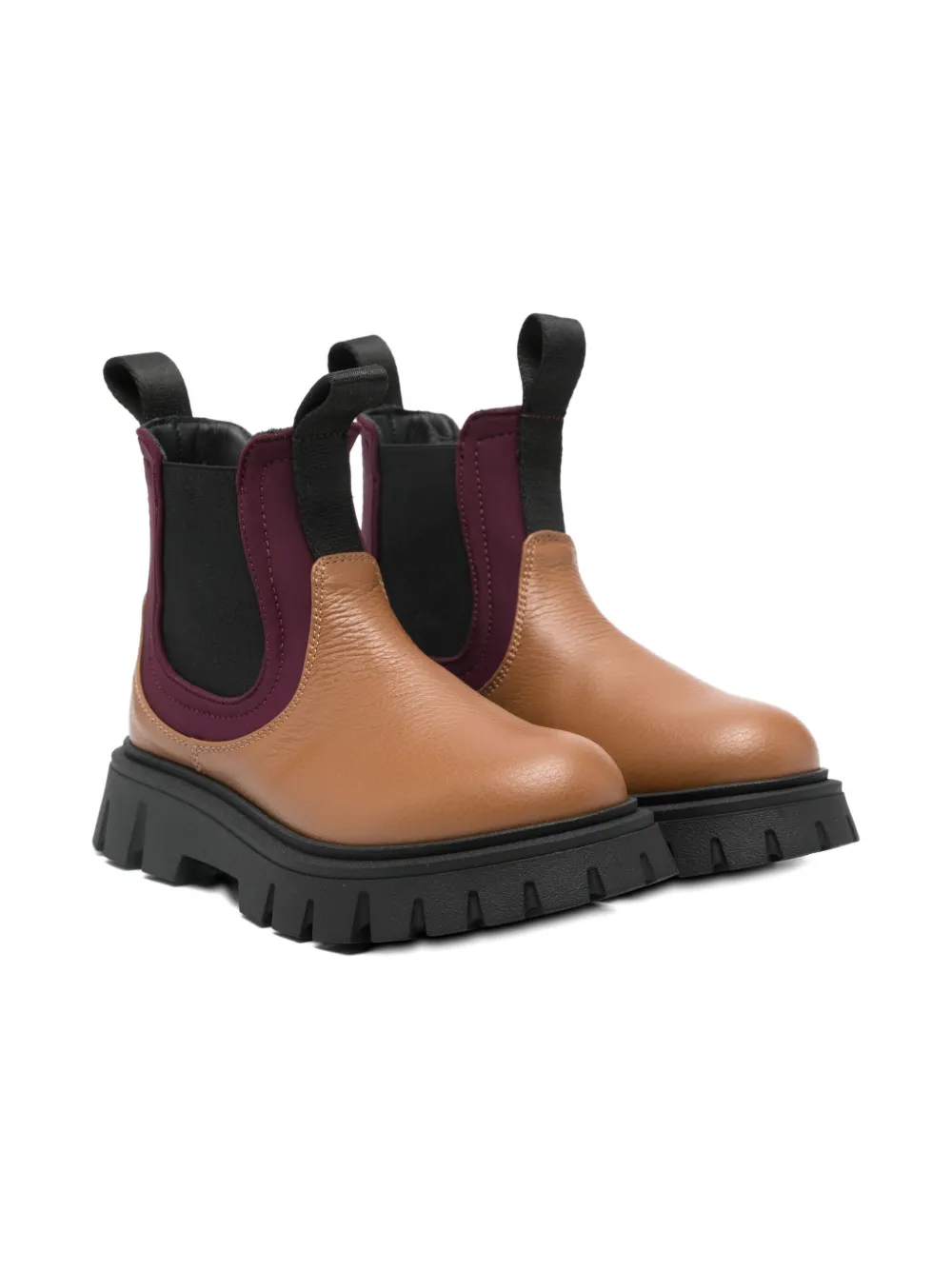 Marni Kids lug-sole leather boots Beige