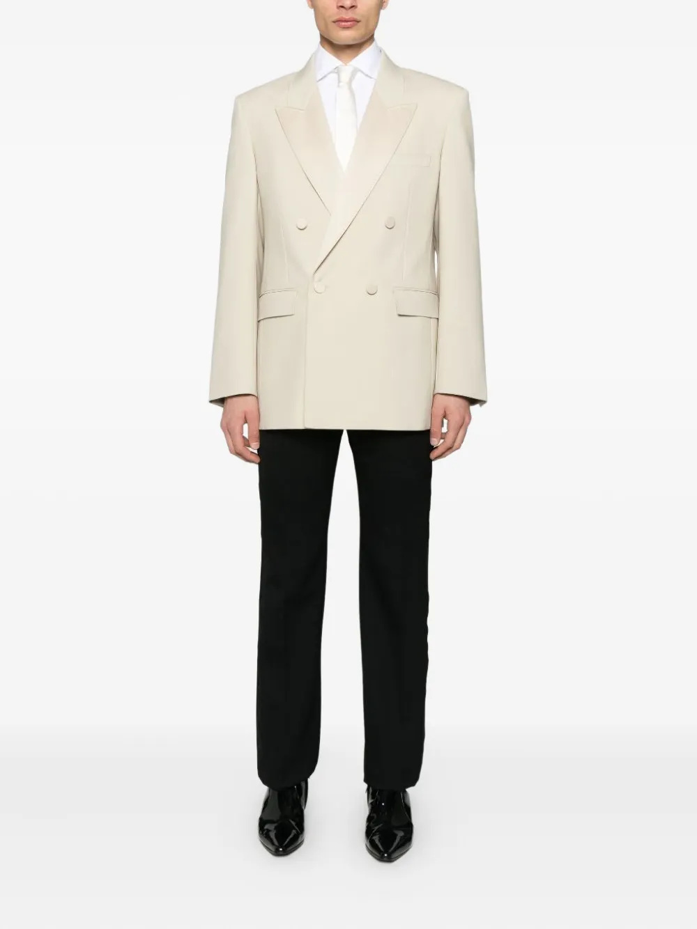 Saint Laurent Broek met satijnen vlak en riemlussen - Zwart