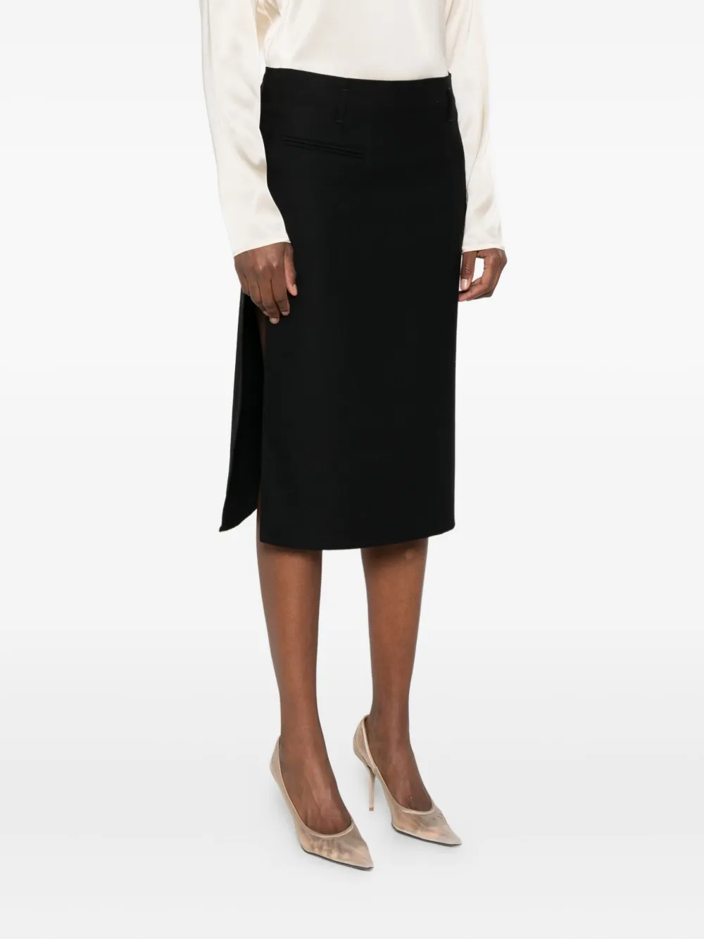 Covert Belt-loops Pencil Skirt In Black