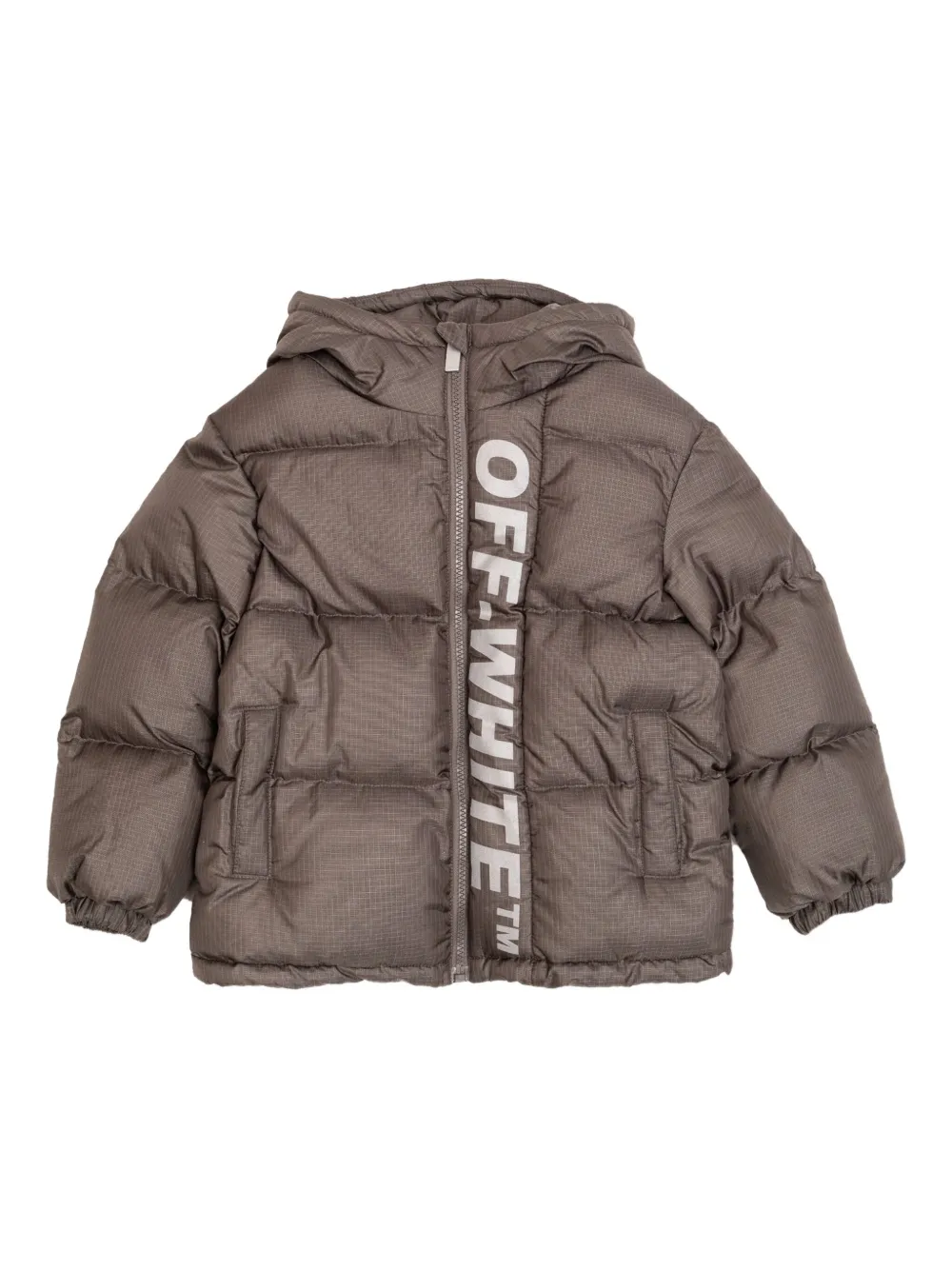 Off-White Kids hooded zip jacket - ブラウン Off-White Kids hooded zip jacket - ブラウン