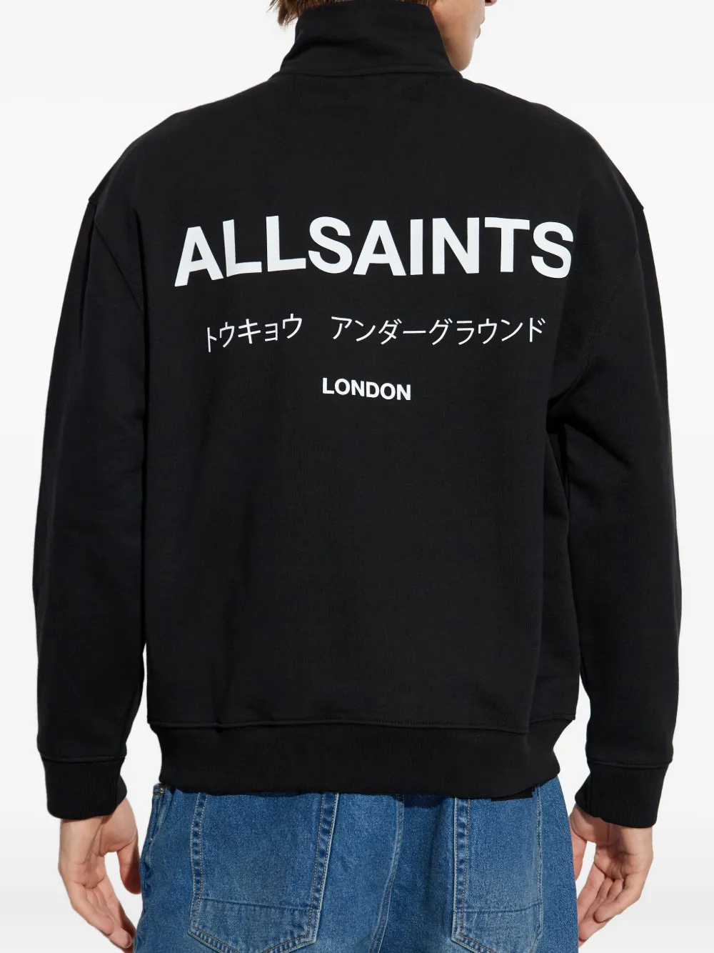 AllSaints Underground trui met halve rits Zwart