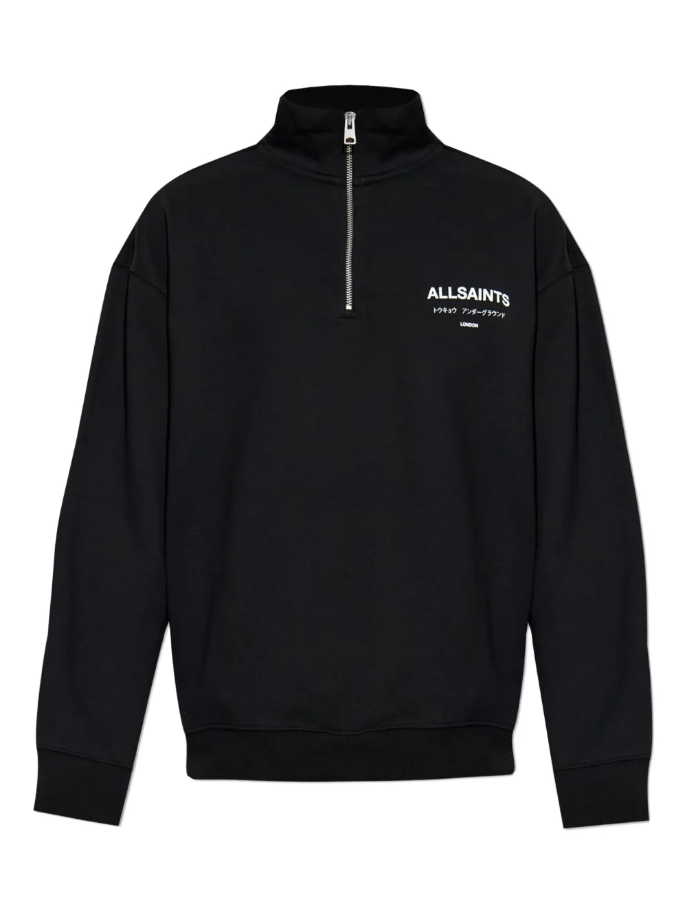 Allsaints Underground Half-zip Sweater In Black