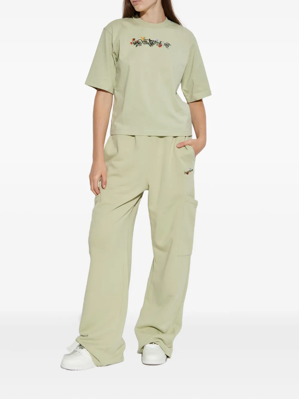 Off-White logo-embroidered cargo pants - Groen