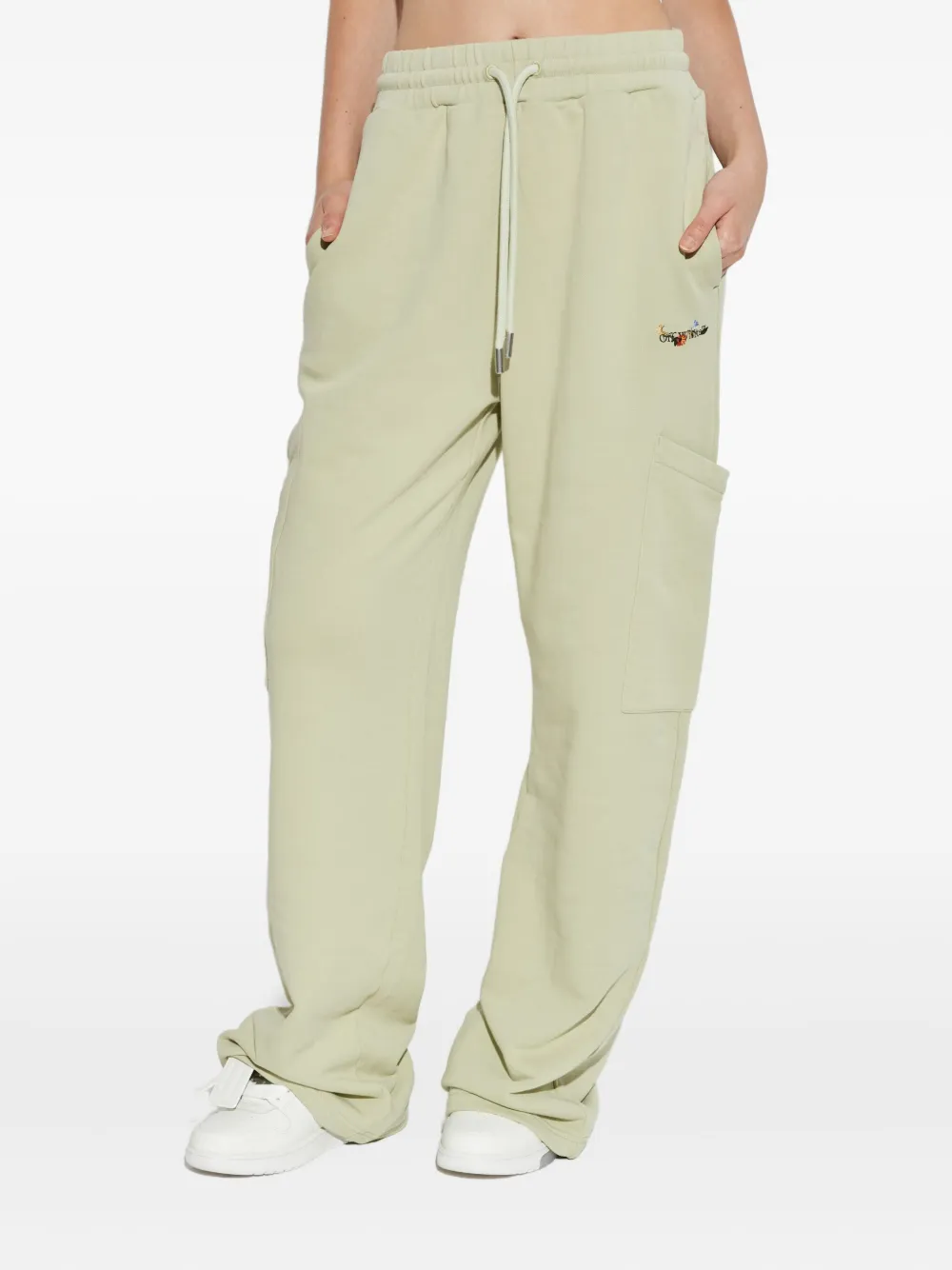 Off-white Logo-embroidered Cargo Pants In Green