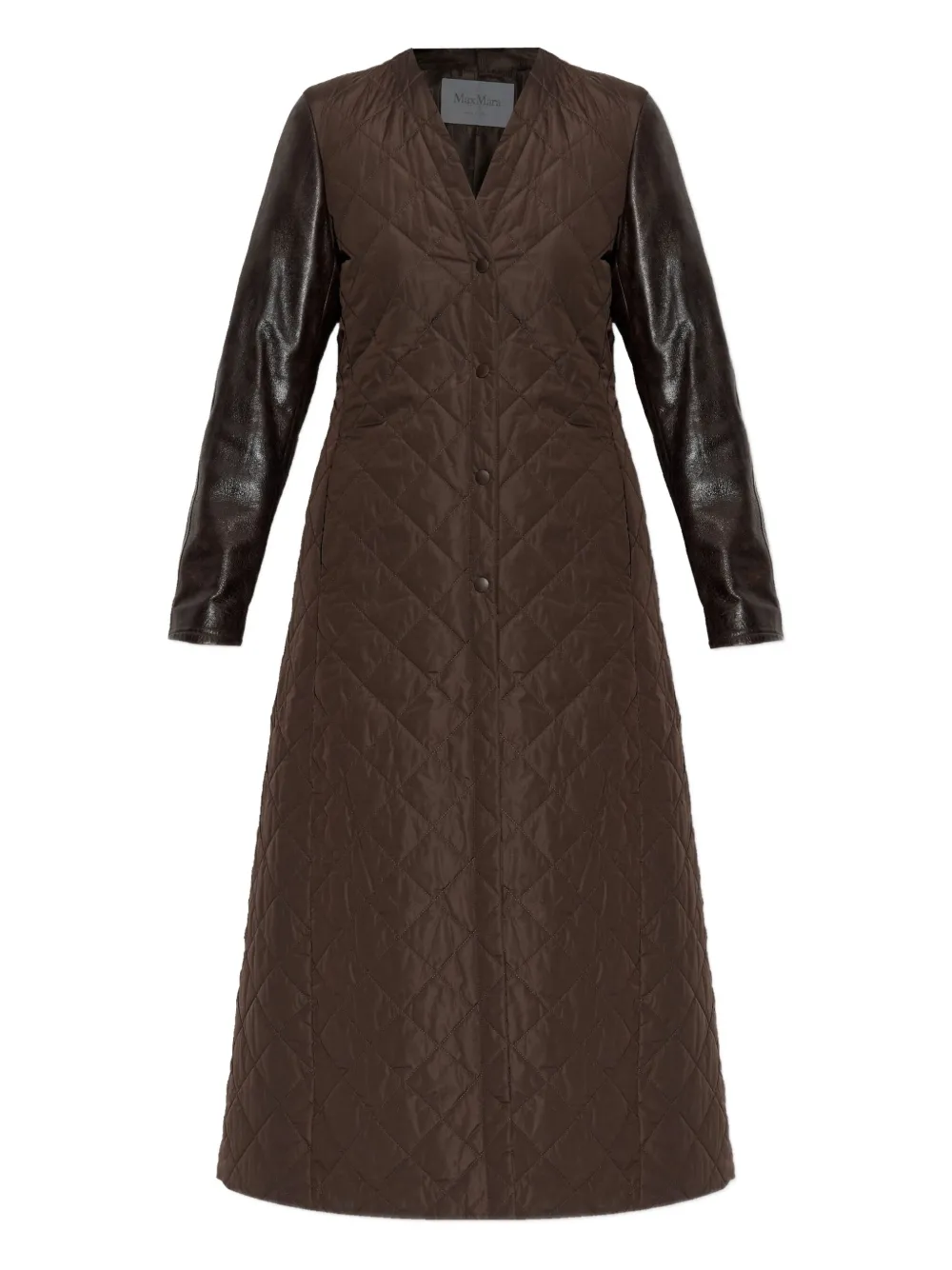 Max Mara Berta Quilted-panel Coat In Brown
