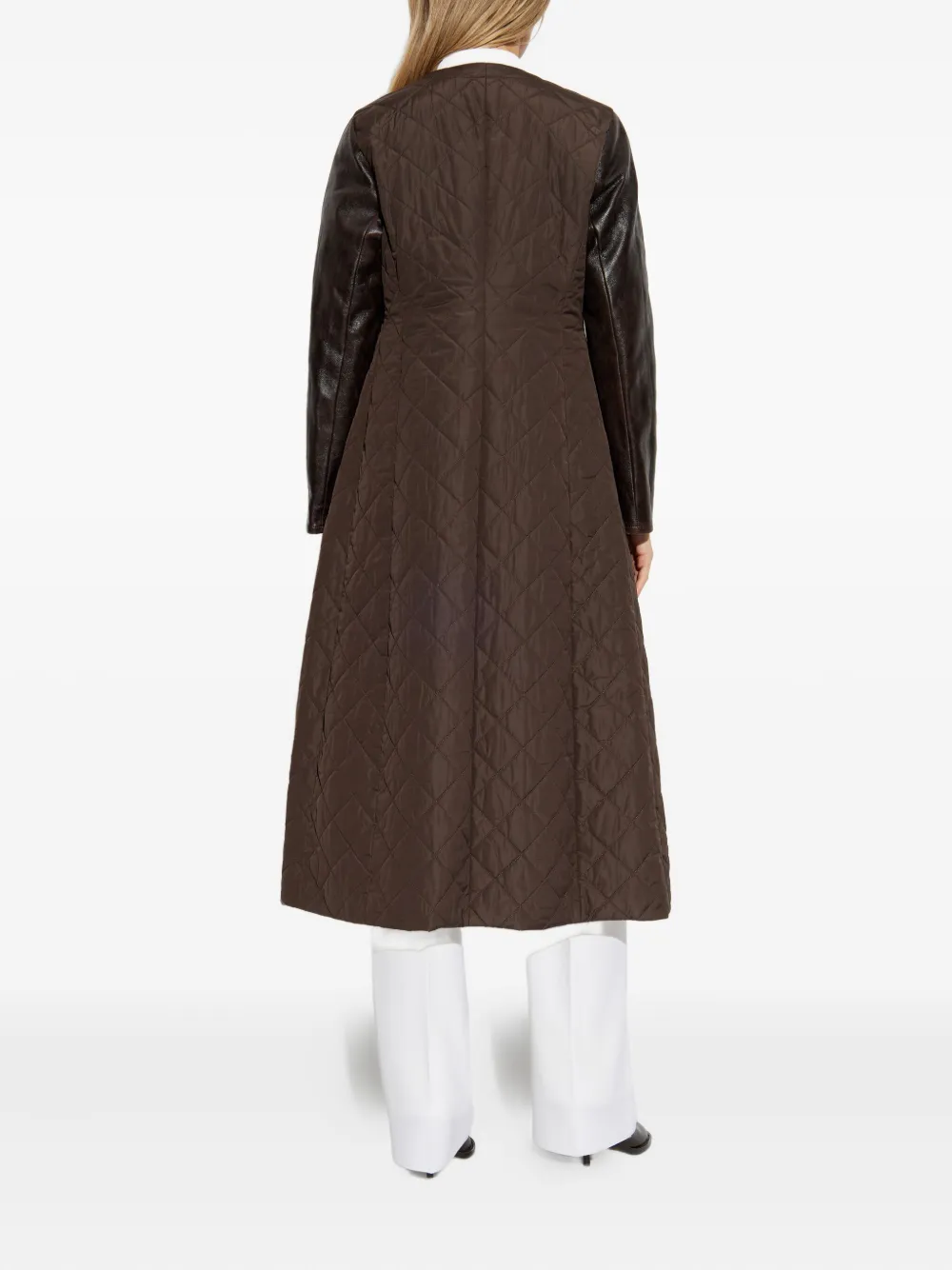 Max Mara Berta Quilted-panel Coat In Brown