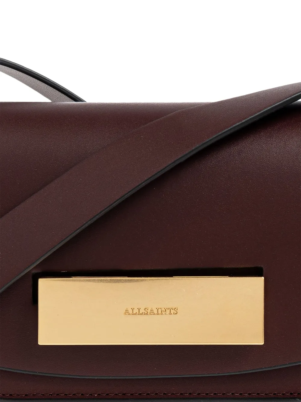Allsaints Womens Dark Red Etta Branded Leather Cross-body Bag In Red