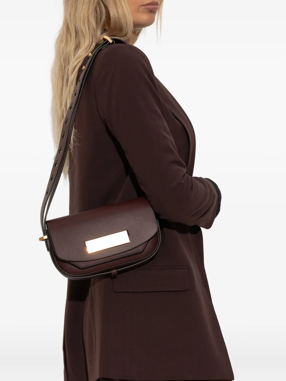 Allsaints Womens Dark Red Etta Branded Leather Cross-body Bag In Red