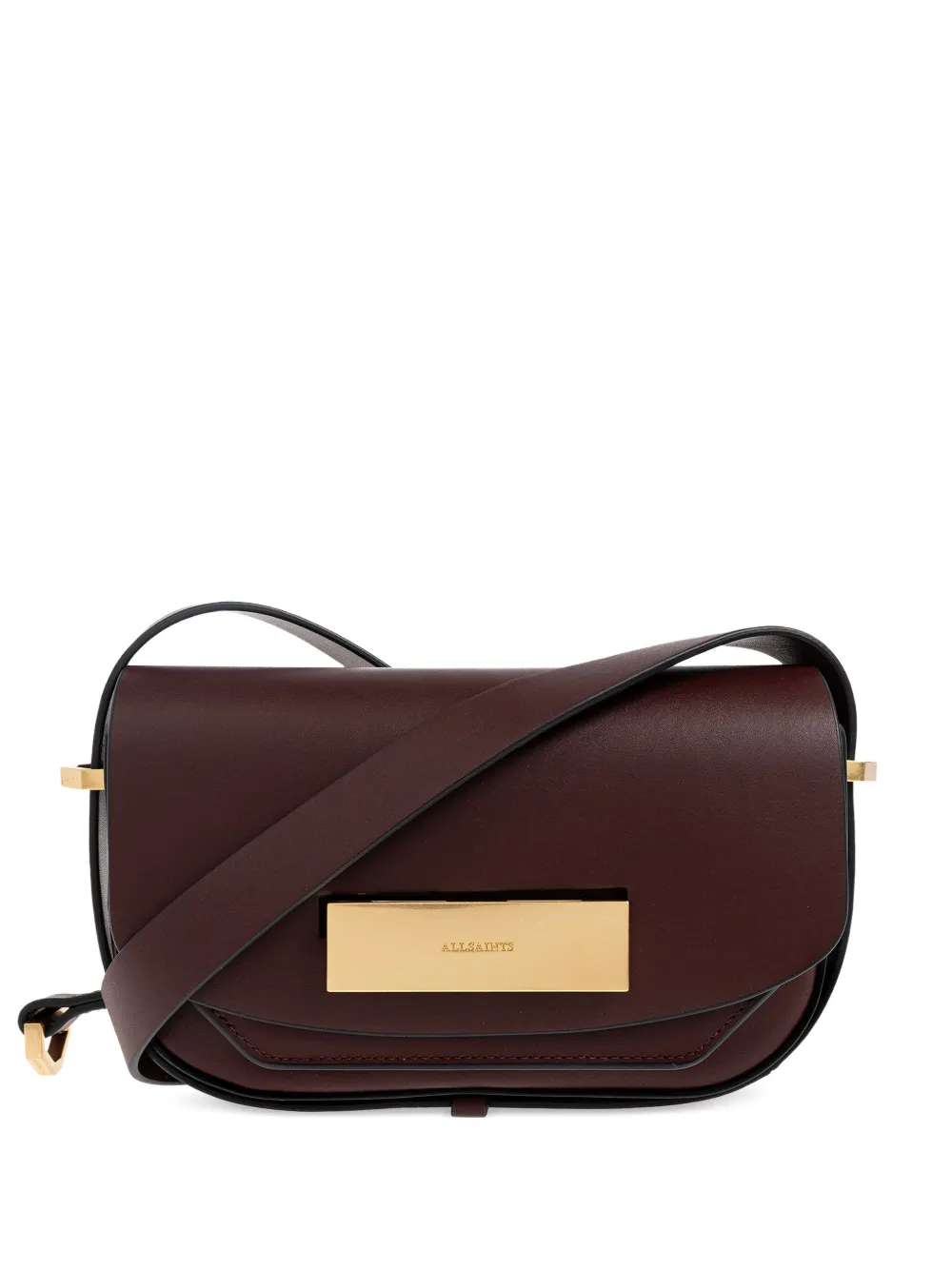 Allsaints Womens Dark Red Etta Branded Leather Cross-body Bag In Red