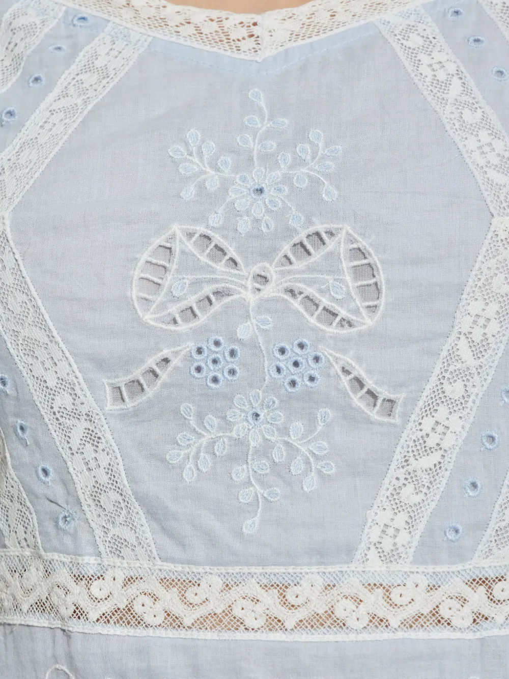 LoveShackFancy Belvine mini-jurk met kant Blauw