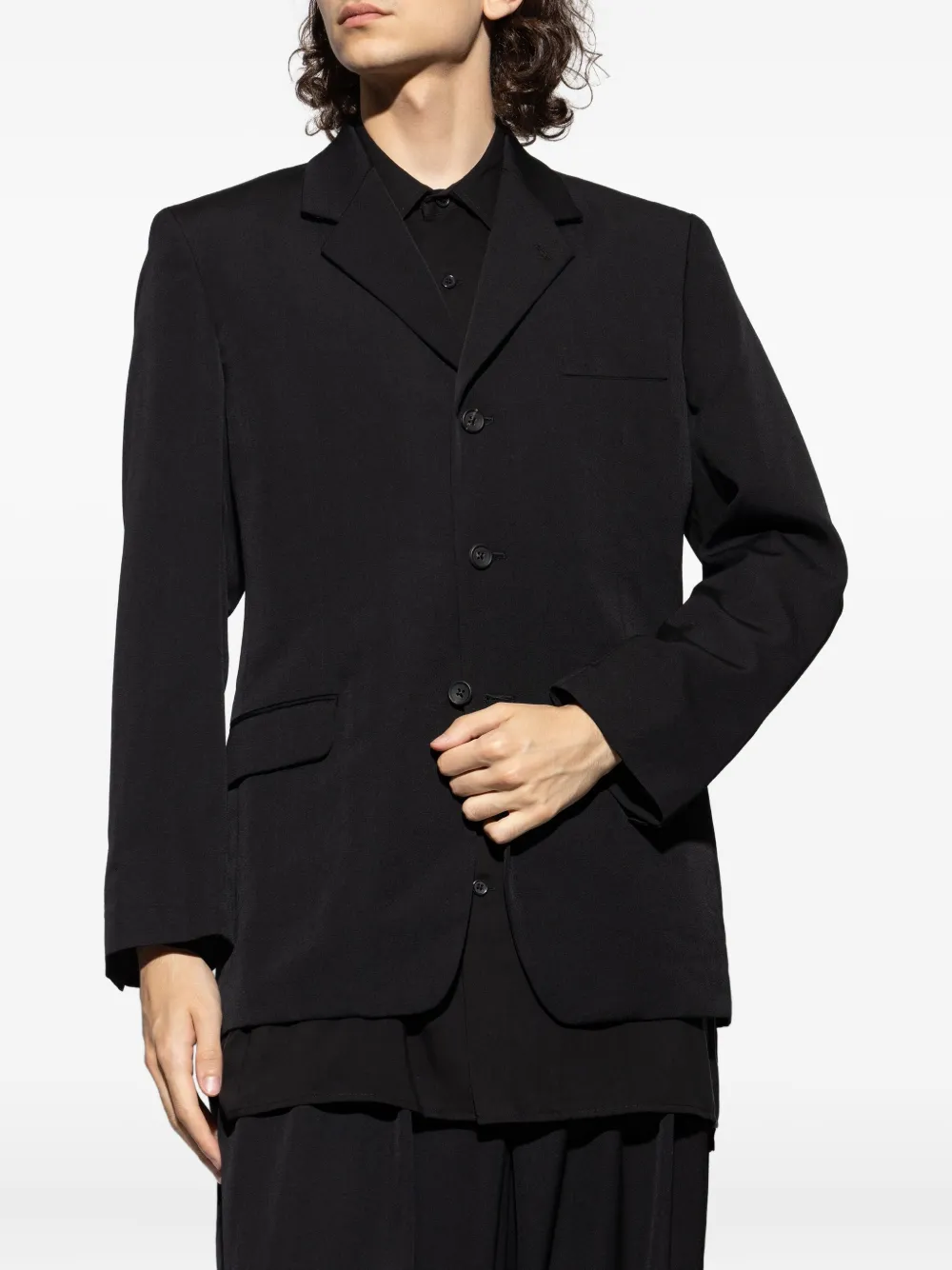 Yohji Yamamoto single-breasted blazer Zwart