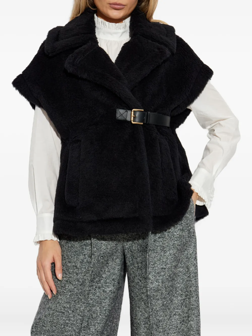 Max Mara Newabav Belted Gilet In Black