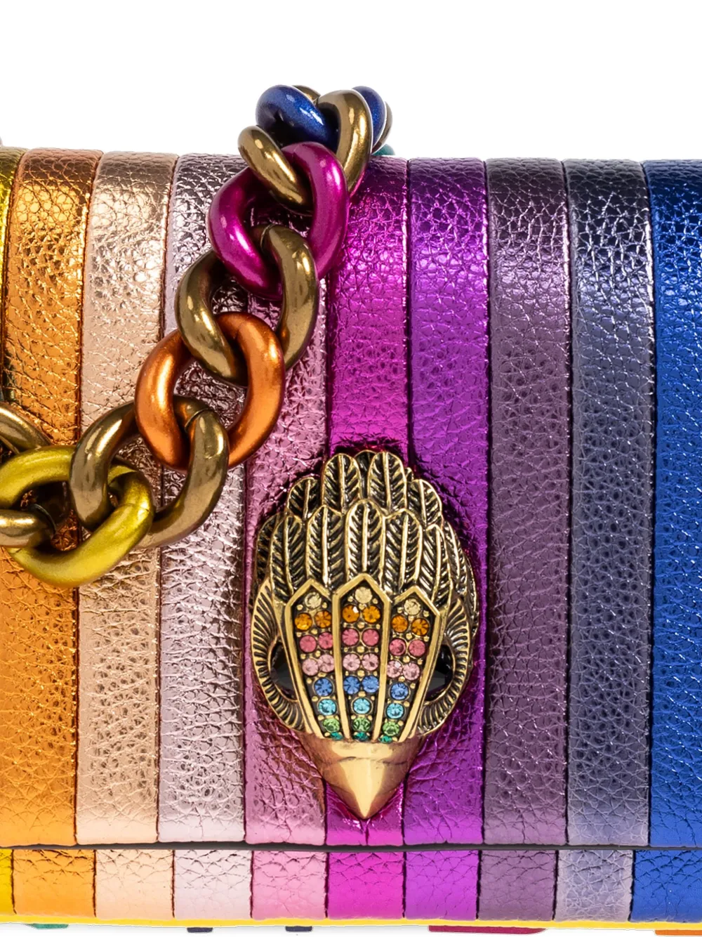 Kurt Geiger Striped Chain Cross Body Bag In Blue
