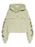 Off-White pocket floral hoodie - Green