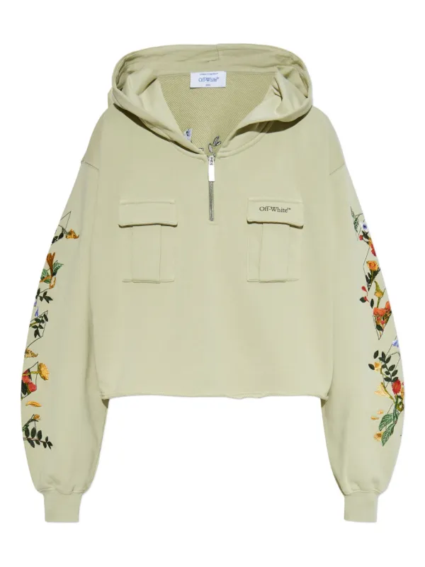 Off-White Pocket Floral Hoodie Green FARFETCH TR - Main Image