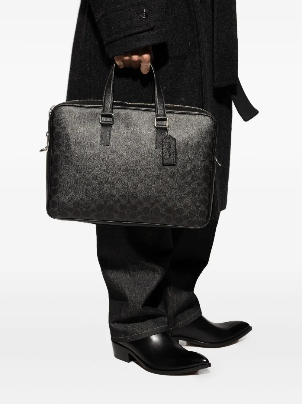 Coach Caden zip patterned briefcase - Zwart