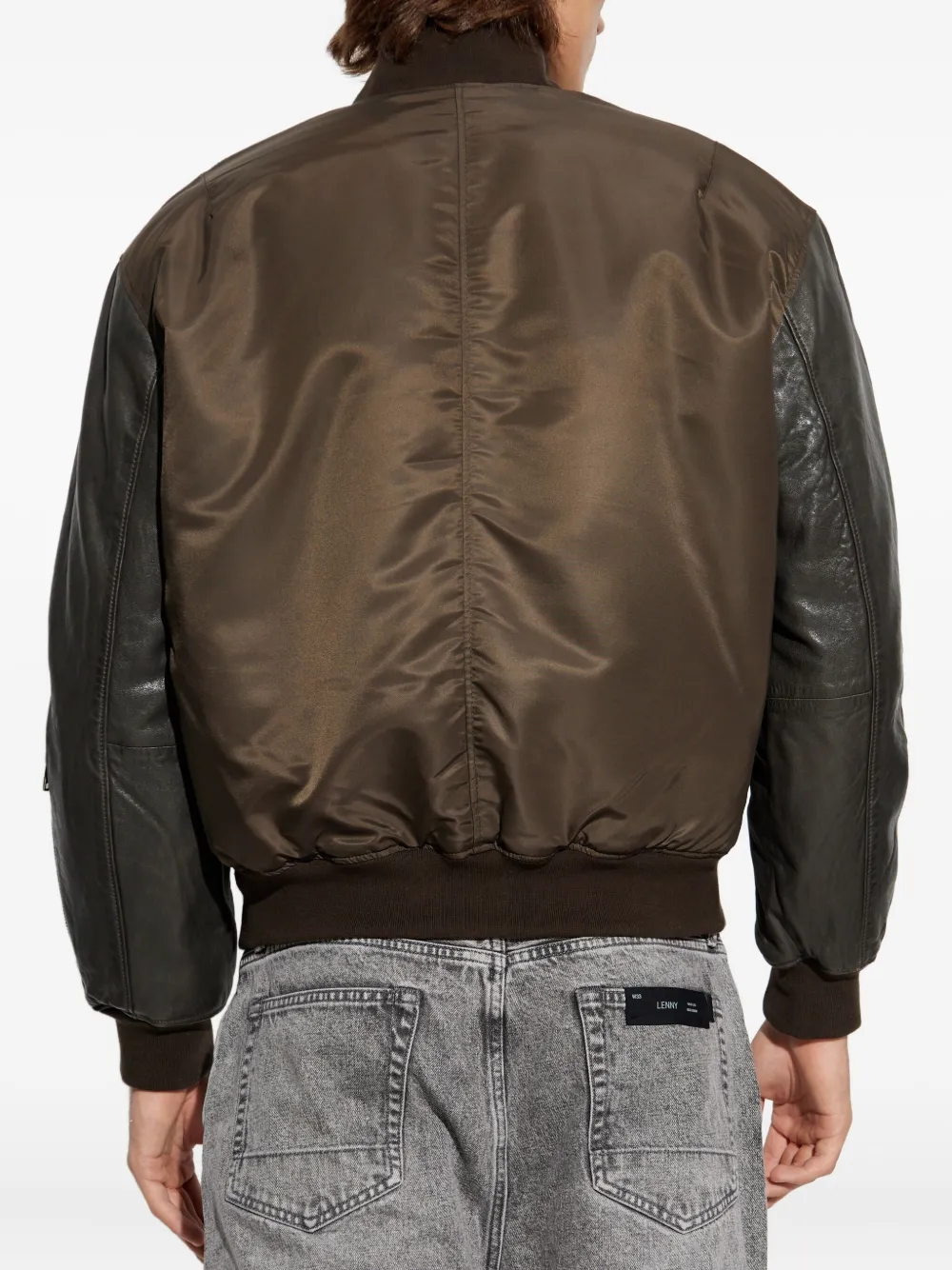 AllSaints Myler jack met leren mouwen Groen