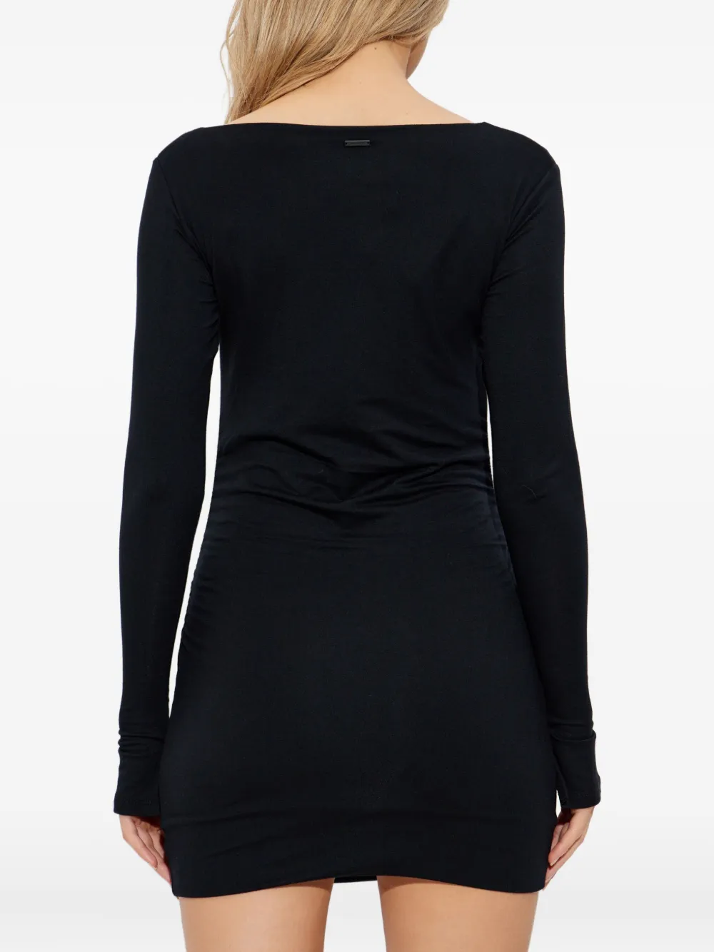 AllSaints Seyma gedrapeerde jurk met asymmetrische hals Zwart