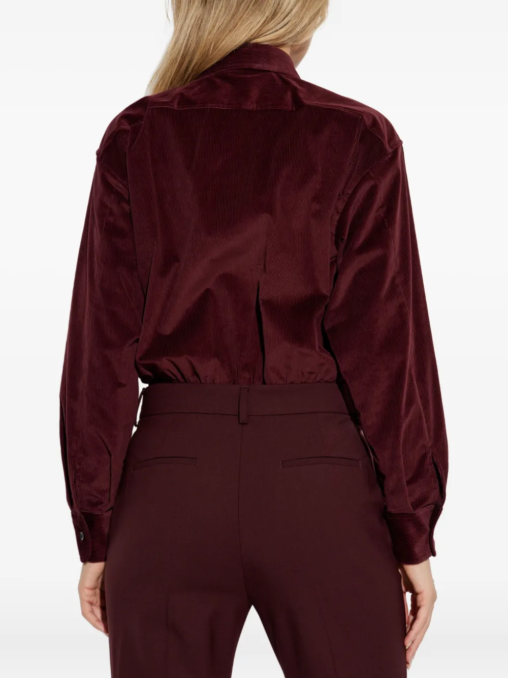 Max Mara Velvet Buttoned Bodysuit In Red