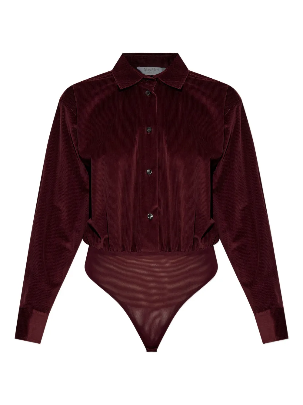 Max Mara Velvet Buttoned Bodysuit In Red