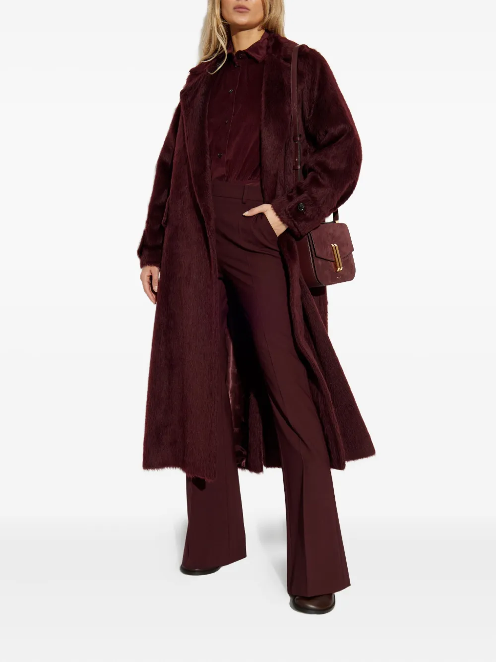 Max Mara Velvet Buttoned Bodysuit In Red
