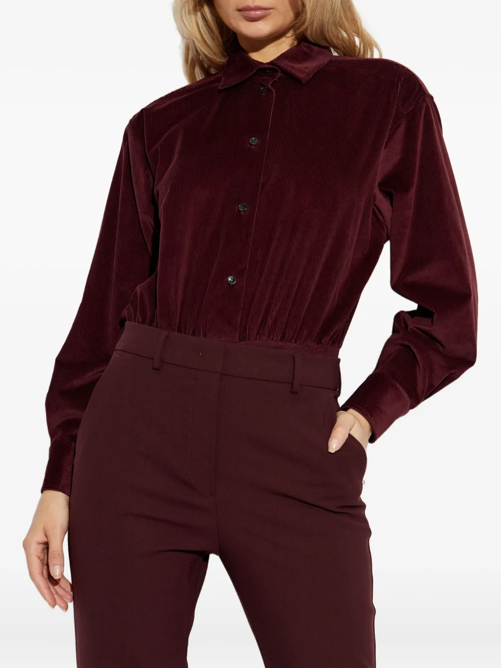 Max Mara Velvet Buttoned Bodysuit In Red