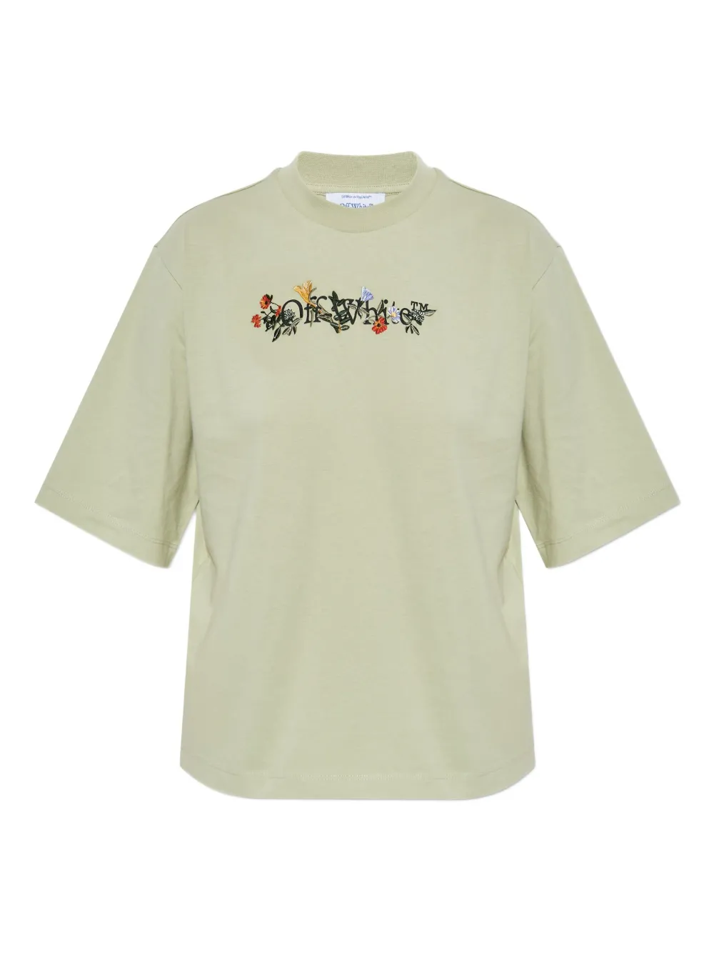 Off-White floral embroidered T-shirt - グリーン Off-White floral embroidered T-shirt - グリーン