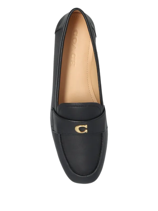 Coach Sculpted C Leather Loafers Women's Shoes Black : 9.5 M