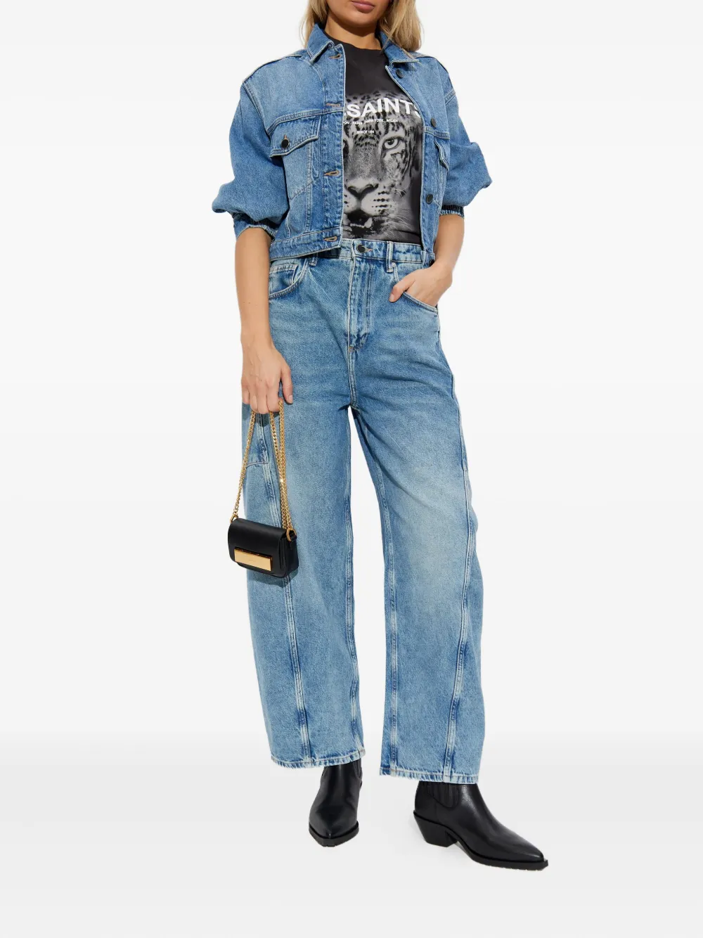 AllSaints Carter jeans met naaddetail - Blauw