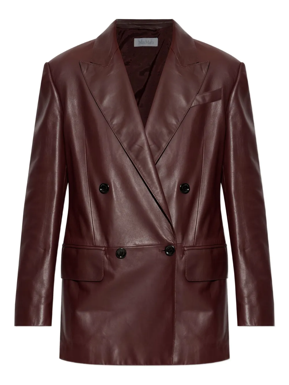 Max Mara Olimpia double-breasted leather jacket - Brown