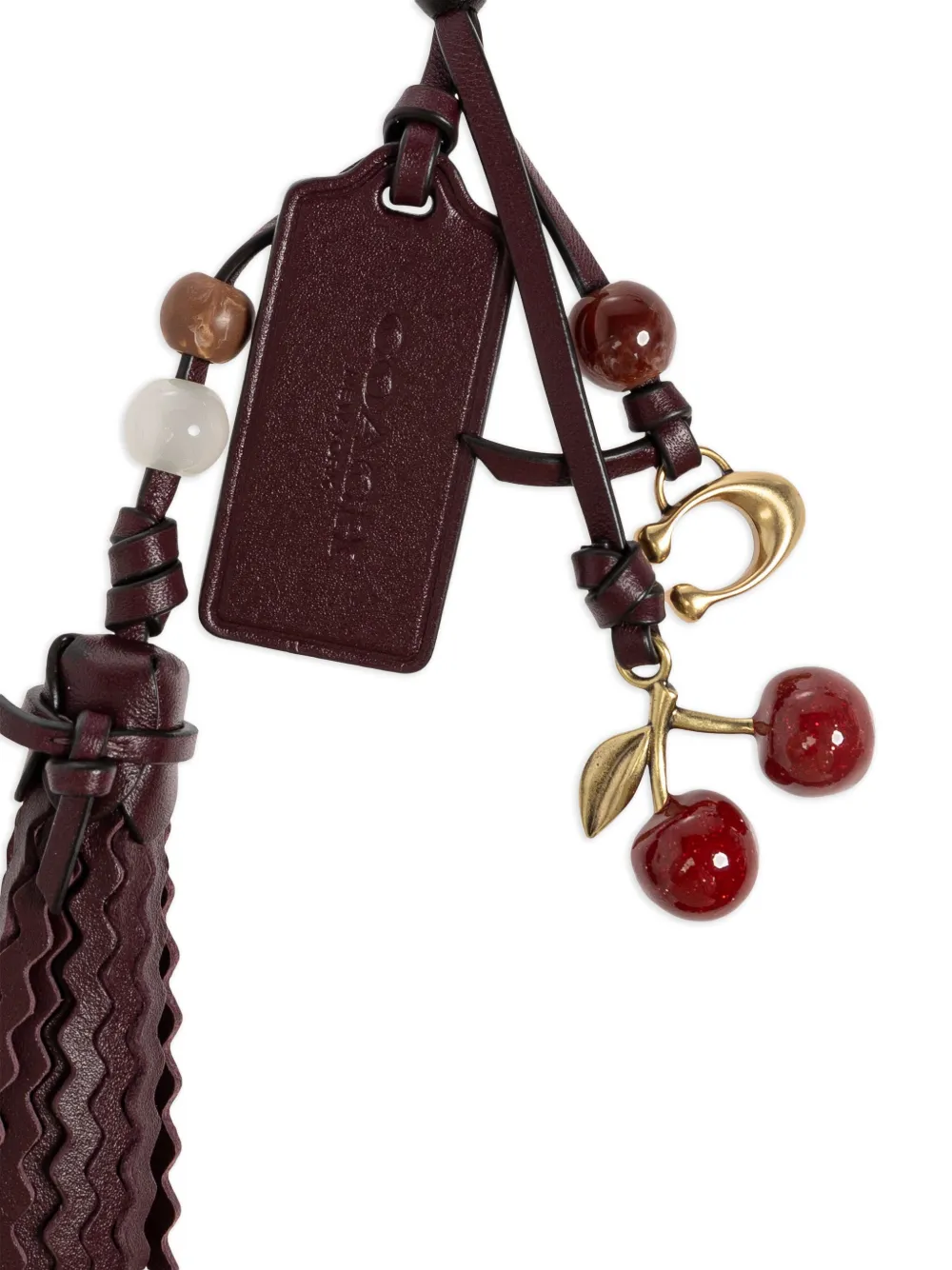 Coach Leren tassenbedel met gegraveerd logo Bruin