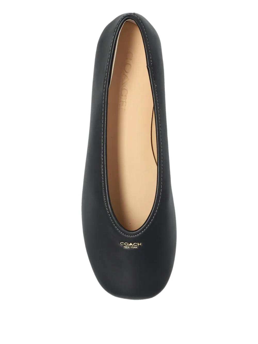 Coach Houston Black Leather Ballet Pumps In Black