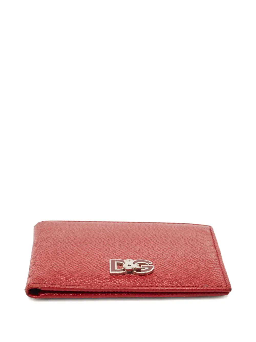 Pre-owned Dolce & Gabbana Dg-plaque Leather Wallet In Red