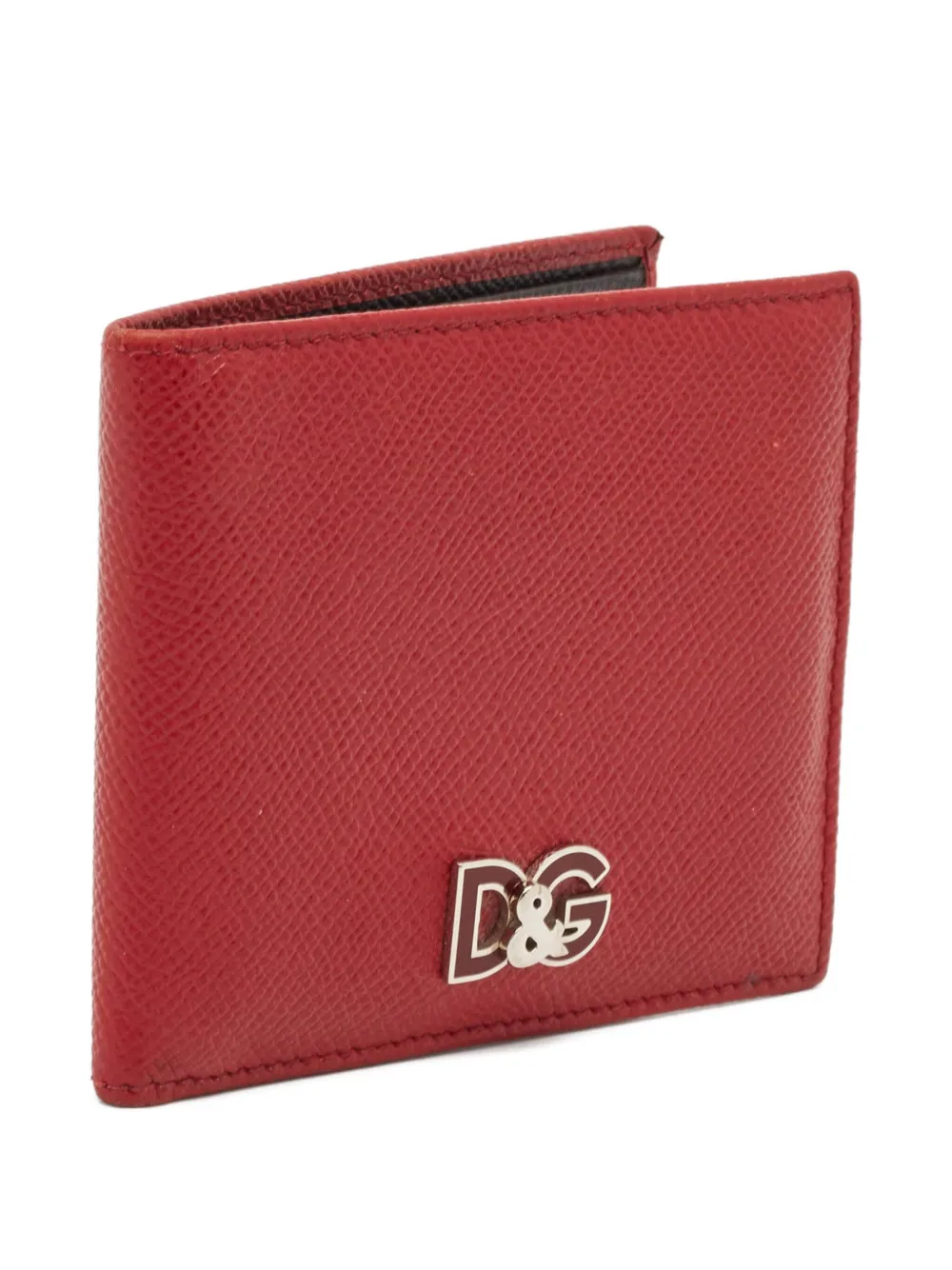 Pre-owned Dolce & Gabbana Dg-plaque Leather Wallet In Red