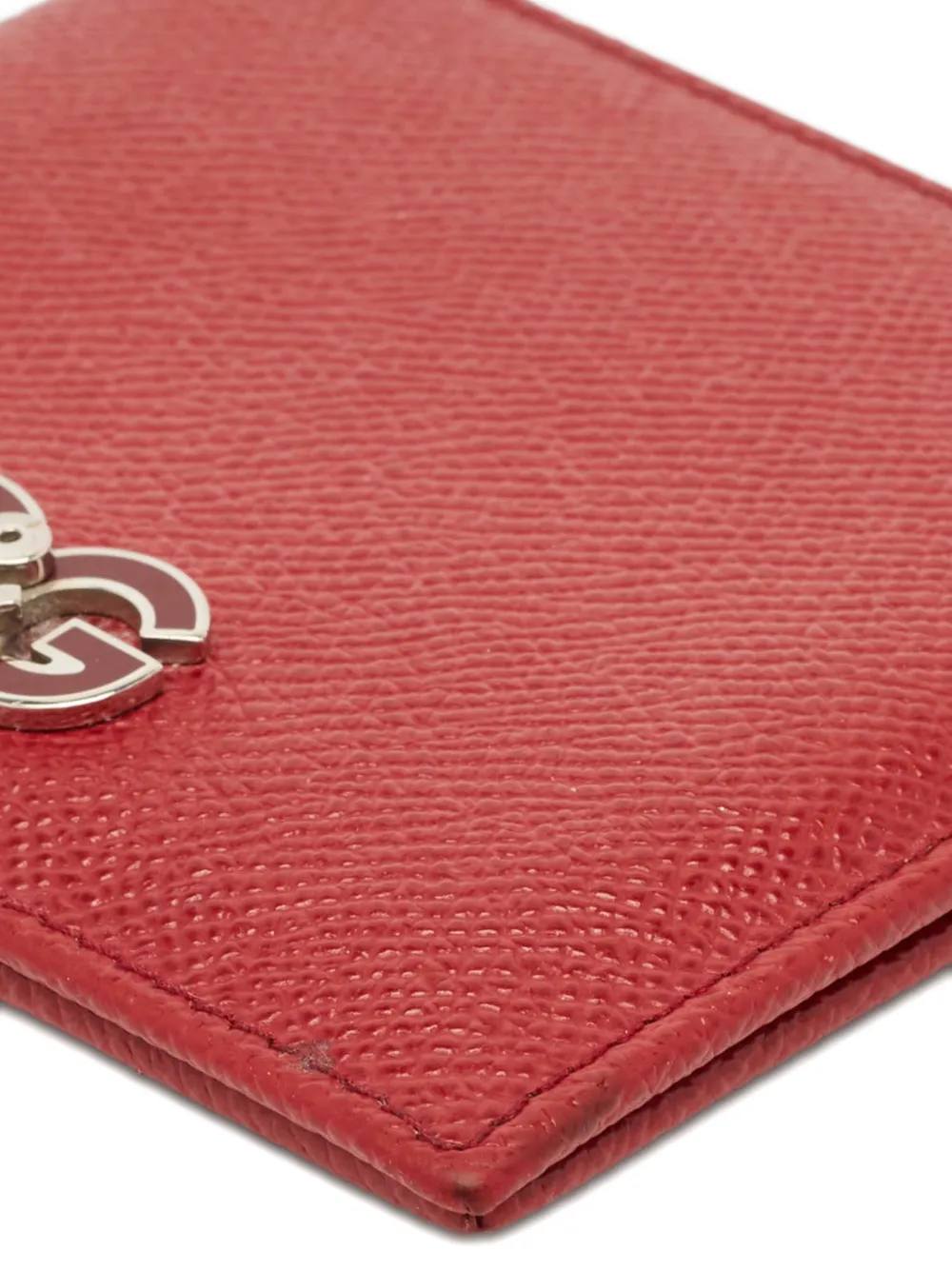 Pre-owned Dolce & Gabbana Dg-plaque Leather Wallet In Red