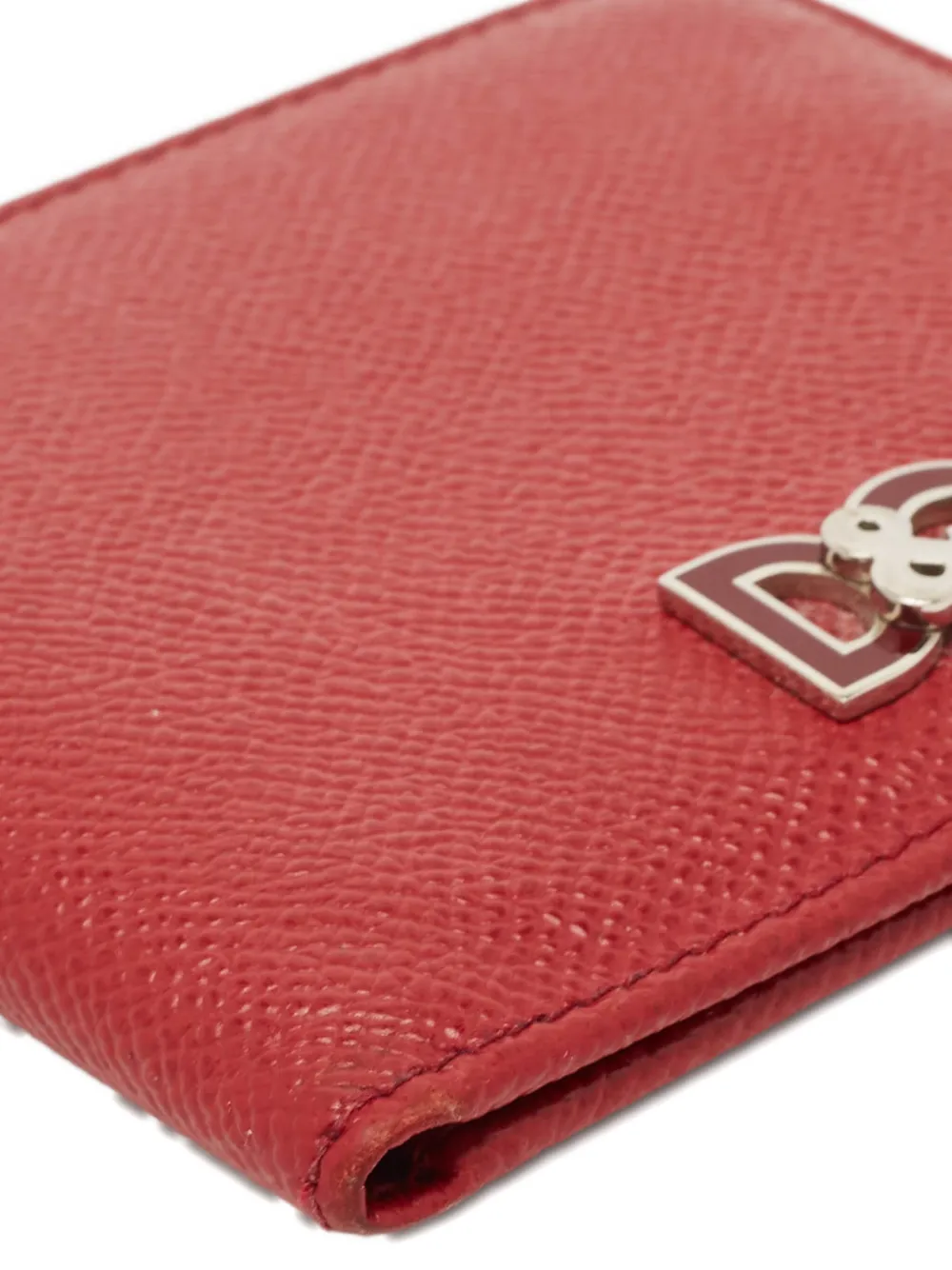 Pre-owned Dolce & Gabbana Dg-plaque Leather Wallet In Red