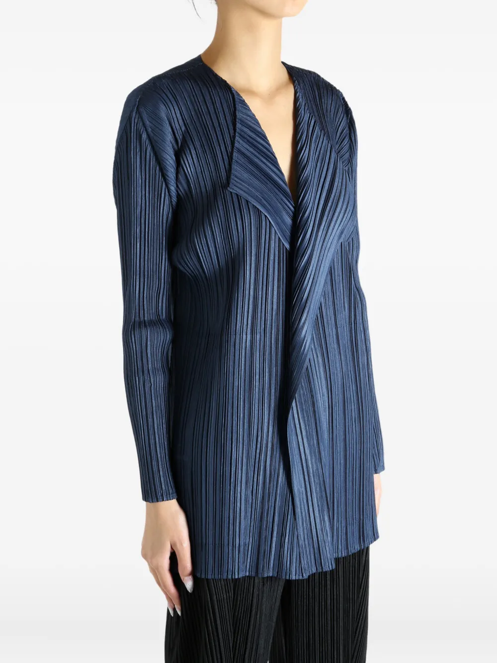 Pleats Please Issey Miyake pleated PP58JA282 coat - Blauw