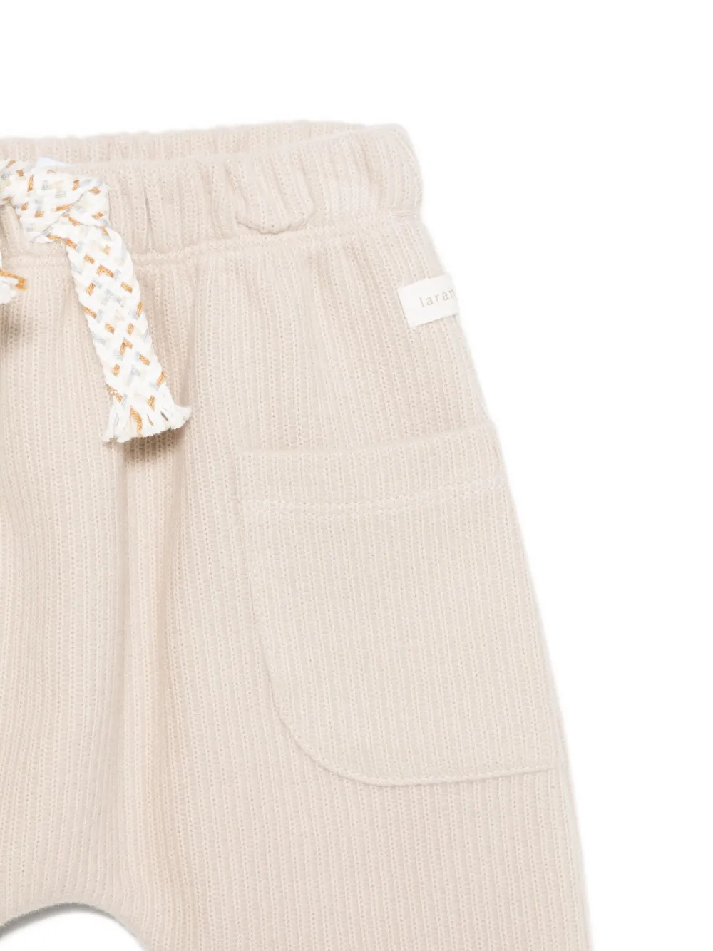 Laranjinha Drawstring-waist Cotton Trousers In Neutral