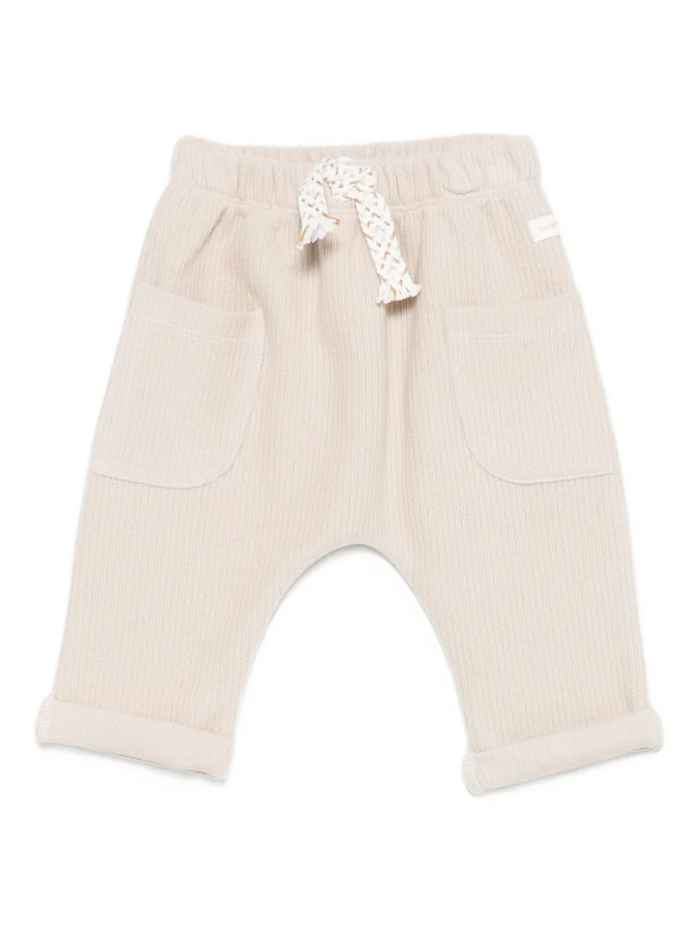 Laranjinha Drawstring-waist Cotton Trousers In Neutral