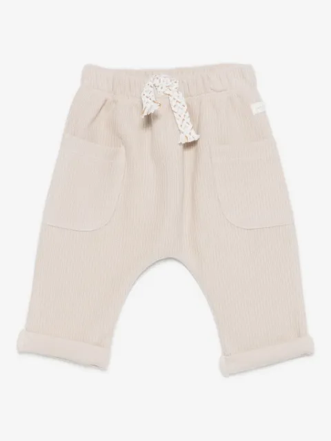 LARANJINHA pantalon en coton à lien de resserrage