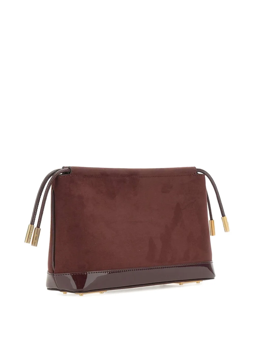 Elisabetta Franchi Drawstring Patent-trim Clutch In Brown