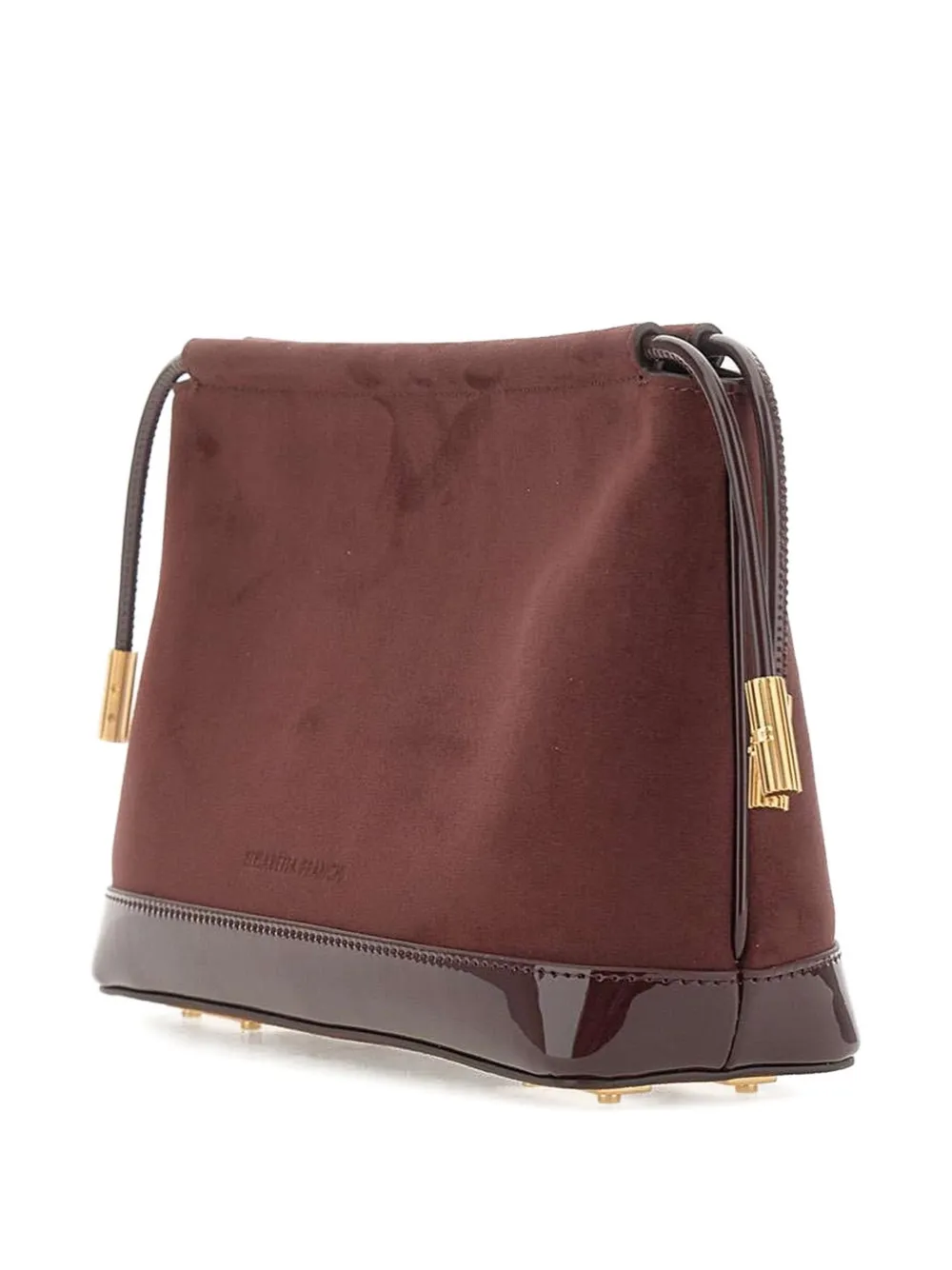 Elisabetta Franchi Drawstring Patent-trim Clutch In Brown