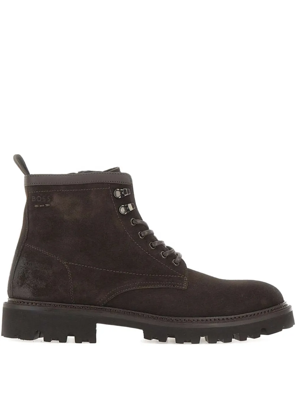 BOSS lace-up leather boots Brown