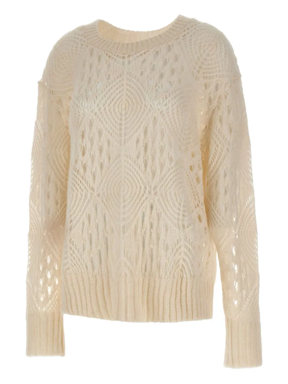 Maurizio Mykonos Open-knit Crew-neck Sweater In Neutral