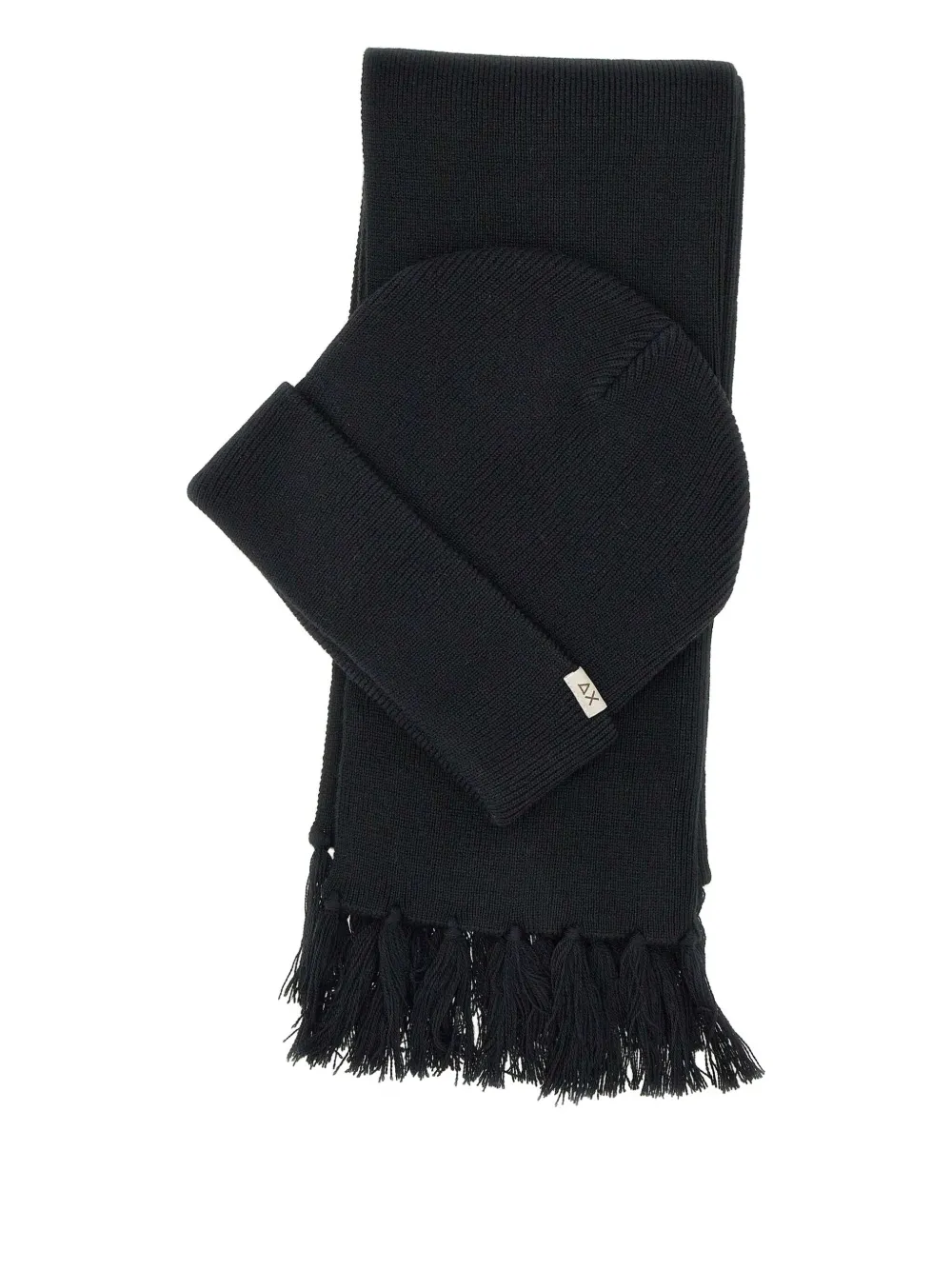 Sun68 micro-ribbed beanie and scarf set - ブラック Sun68 micro-ribbed beanie and scarf set - ブラック