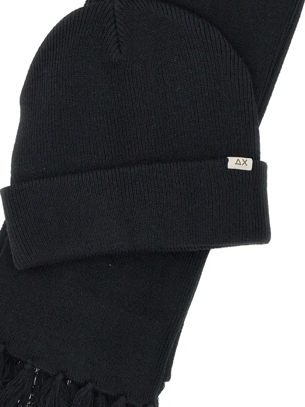 Sun68 micro-ribbed Beanie And Scarf Set | Black | FARFETCH ZA