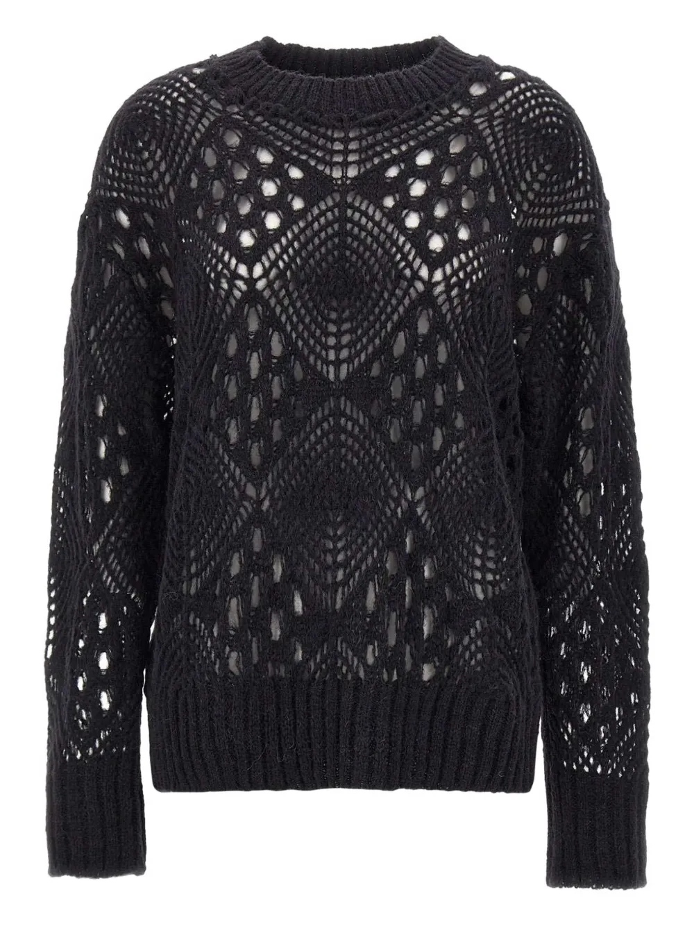 Maurizio Mykonos Open-knit Crew-neck Sweater In Black