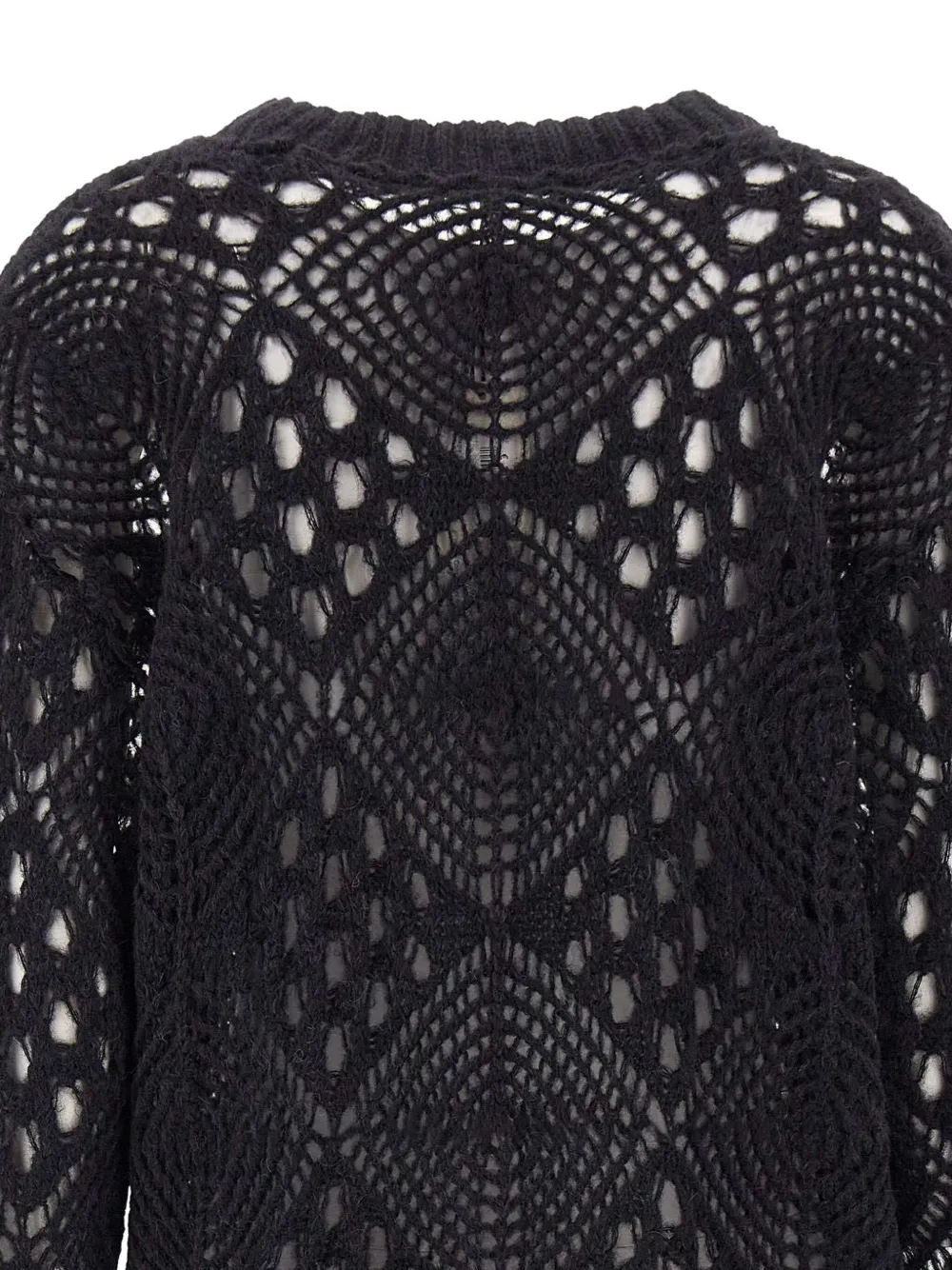 Maurizio Mykonos Open-knit Crew-neck Sweater In Black