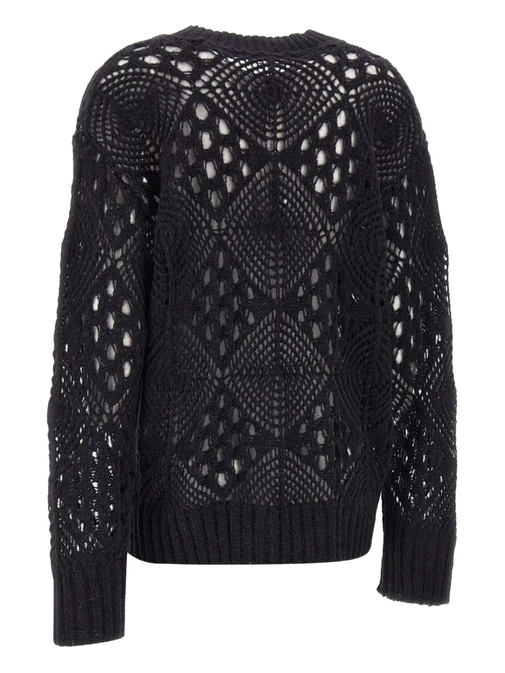 Maurizio Mykonos Open-knit Crew-neck Sweater In Black