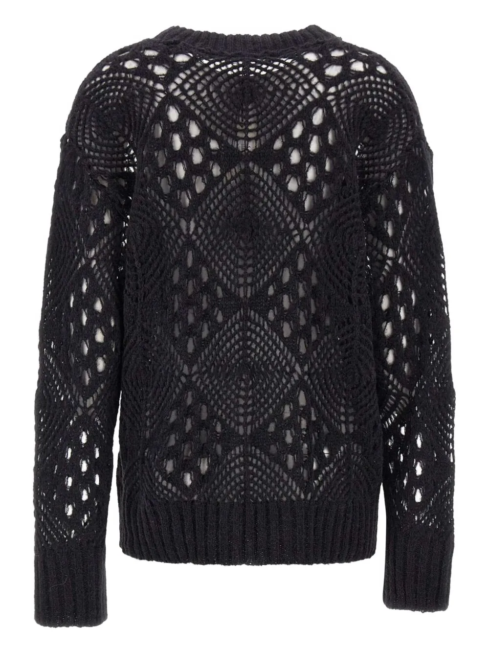 Maurizio Mykonos Open-knit Crew-neck Sweater In Black